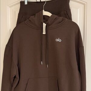 ALO Yoga Deep Brown Hoodie and Joggers Set